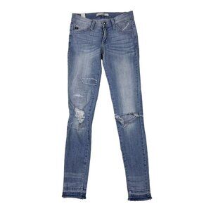 KanCan Womens Skinny Jeans Size 24 Distressed Ripped Raw Hem Light Wash